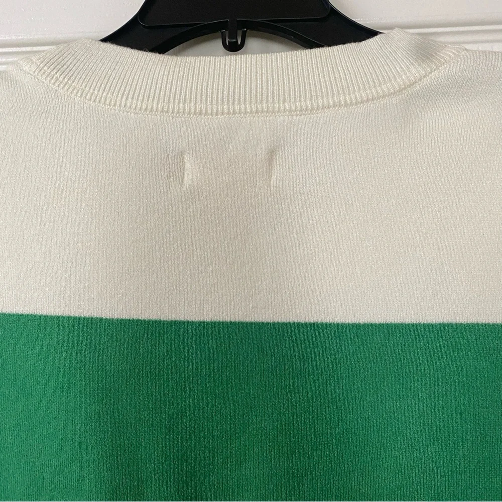 Anthropologie Maeve Green & Cream Striped Muscle Knit Sleeveless Tee Size 1X - Picture 7 of 14